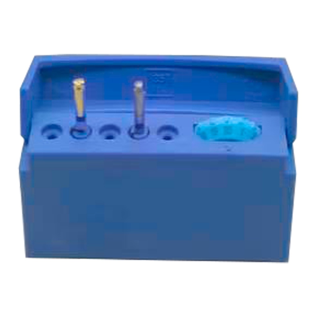 Endodontic block with memory holder, 5 holes, Blue