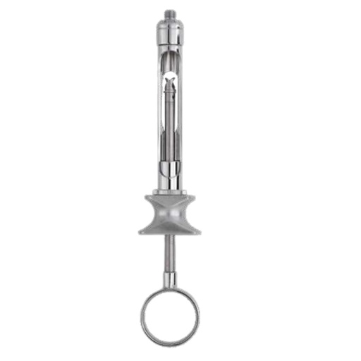 [3907] Cylinder Cartridge Syringe, 2.2 ml, Chrome-plated, with Metric Thread, with aspiration