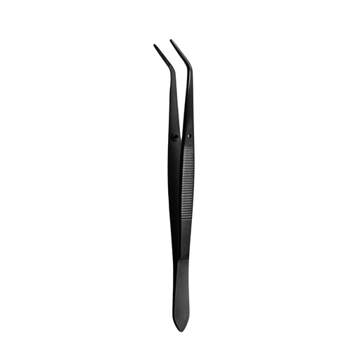 [3627-3A] College Tweezer, Serrated, 15cm, Black