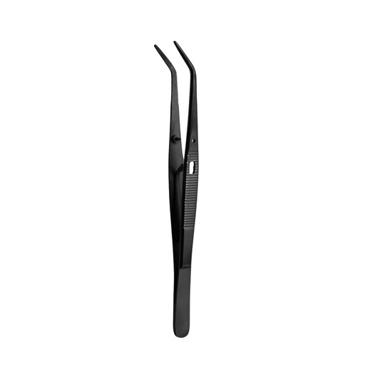 [3630-3A] College Tweezer, Serrated, with Lock, 15cm,Black