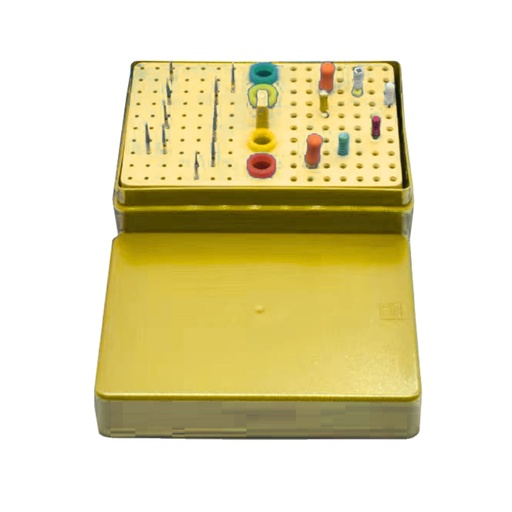 [7458Y] Bur Disinfection box resistant to high temperature and Pressure, Yellow