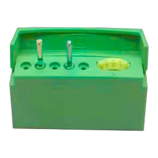 [7462G] Endodontic block with memory holder, 5 holes, Green