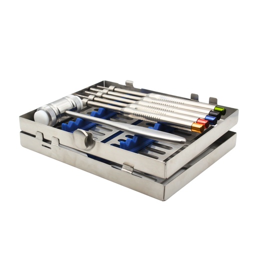 [7260] Osteotome Straight, set of 5 with hammer and casette