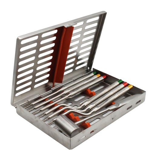 [7282] Bone Spreader, set of 6 with hammer and casette
